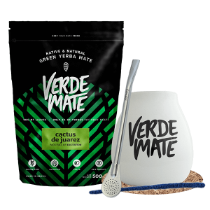 Zestaw Yerba Mate Verde Mate Green Cactus de Juarez 500g (0,5kg Suszu) + Matero Ceramiczne / Tykwa + Bombilla + Akcesoria – Startowy
