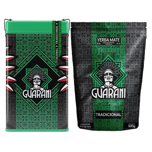 Zestaw Yerbera – Puszka z Yerba Mate Guarani Elaborada con Palo Tradicional 2x500g (1 Puszka i 1kg Suszu) – Venusti (Susz EBSA) | Paragwajska