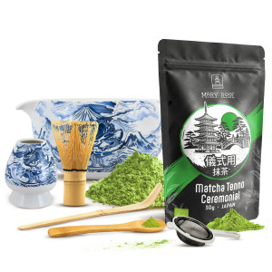 Zestaw ceremonialny do parzenia herbaty matcha: japońska matcha BIO ceremonialna 30g + akcesoria