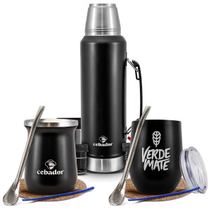 Zestaw do Yerba Mate: Matero TermoMate PRO + TermoLid + Termos Cebador Largoinox 1,2L + 2x Bombilla + Akcesoria