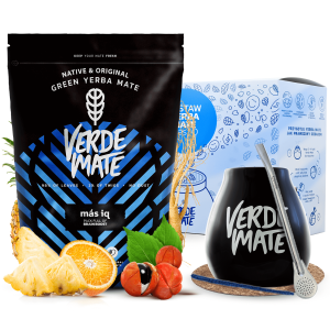 Zestaw Yerba Mate Verde Mate Green Más IQ 500g (0,5kg Suszu) + Matero Ceramiczne / Tykwa + Bombilla + Akcesoria – Prezentowy