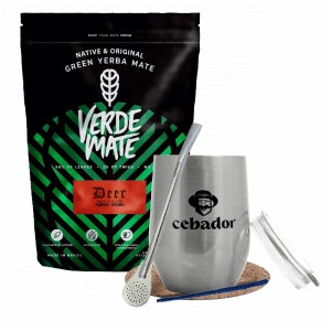 Zestaw Yerba Mate Verde Mate Green Deer 500g (0,5kg Suszu) + Matero Termiczne TermoLid + Bombilla + Akcesoria