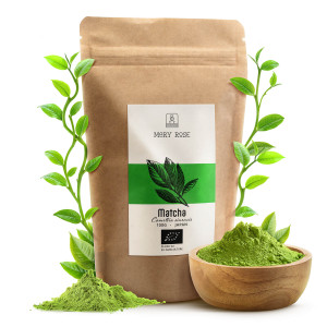 Japońska Herbata Zielona Matcha (Organiczna) 100g (0,1kg) – Zielona Herbata z Japonii – 100% Naturalna Herbata – Herbata w Proszku – Mary Rose