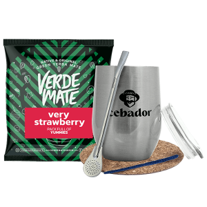Zestaw do Yerba Mate: Matero Termiczne TermoLid + Bombilla + Próbka Verde Mate Green Very Strawberry 50g + Akcesoria