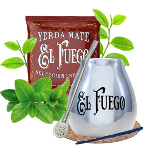 Zestaw do Yerba Mate: Matero Ceramiczne / Tykwa + Bombilla + Próbka El Fuego Elaborada 50g + Akcesoria