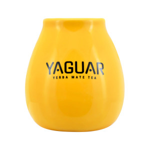 Matero Ceramiczne / Tykwa do Yerba Mate z Logo Yaguar Żółta 350ml – Cebador