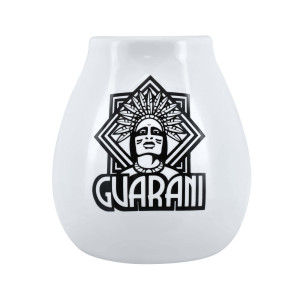 Matero Ceramiczne / Tykwa do Yerba Mate z Logo Guarani Biała 350ml – Cebador