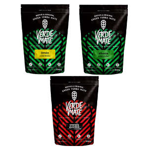 Trzypak Yerba Mate Verde Mate Green: Energía Guaraná 500g, Silueta 500g i Limón 500g (1,5kg Suszu) – Venusti | Brazylijska Zielona Yerba (Green Mate)