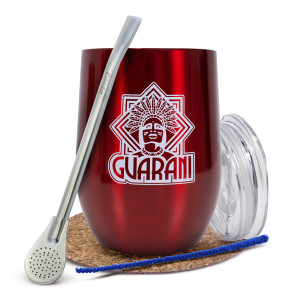 Zestaw Akcesoriów do Yerba Mate: Matero Termiczne TermoLid z Logo Guarani + Bombilla + Akcesoria