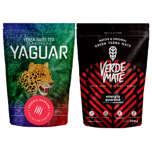 Dwupak Yerba Mate: Verde Mate Green Energía Guaraná 500g + Yaguar Energía Guaraná 500g (1kg Suszu) – Brazylijska