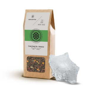 Zestaw na Czakrę Korony (Sahasrara): Herbata Czakralna Aromantra x Mary Rose 50g + Kryształ Górski (1 szt.) – Ezoteryka, Joga, Medytacja