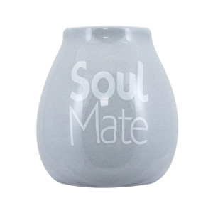 Matero Ceramiczne / Tykwa do Yerba Mate z Logo Soul Mate Szara 350ml – Cebador