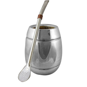 Zestaw Akcesoriów do Yerba Mate: Matero z Drewna Palo Santo "Barril" + Bombilla Anillo