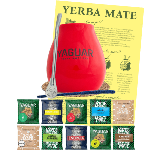Zestaw do Yerba Mate: Matero Ceramiczne / Tykwa + Bombilla + Próbki Yaguar, Guarani, Verde Mate, Soul Mate 10x50g (0,5kg Suszu) + Akcesoria – Startowy