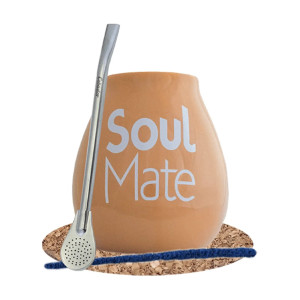 Zestaw Akcesoriów do Yerba Mate: Matero Ceramiczne / Tykwa z Logo Soul Mate + Bombilla + Akcesoria