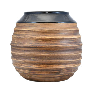 Matero Ceramiczne / Tykwa do Yerba Mate Miodowa, Duża, Czarna, Szkliwiona u Góry i Wewnątrz – Cebador