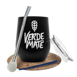 Zestaw Akcesoriów do Yerba Mate: Matero Termiczne TermoLid z Logo Verde Mate + Bombilla + Akcesoria