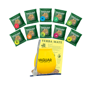 Zestaw do Yerba Mate: Matero Ceramiczne / Tykwa + Bombilla + Próbki Yaguar 10x50g (0,5kg Suszu) + Akcesoria – Startowy
