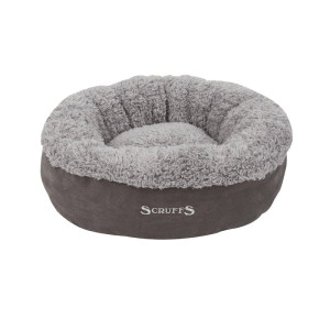 Scruffs Cosy Rundes Katzenbett mit Plüschbezug Grau
