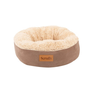 Scruffs Cosy Rundes Katzenbett mit Plüschbezug Braun
