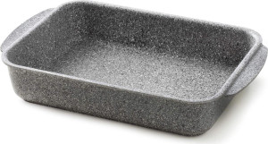 accademia mugnano 1176 Teglia Forno Lasagnera Antiaderente Rettangolare In Alluminio Rivestimento Am Mineral Stone 35 X 28,5 Cm Colore Grigio - Cuore