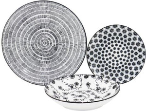 amicasa Art 46 Servizio Piatti Vega 18 Pezzi In Porcellana Colore Nero - Art 46