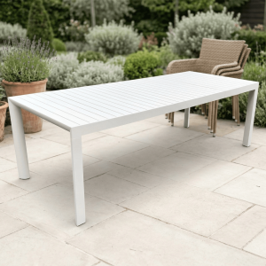 amicasa Ls-Et-30a Tavolo Da Giardino Allungabile Rettangolare In Alluminio Dimensioni 180/240x100 Cm Colore Bianco - Scilla