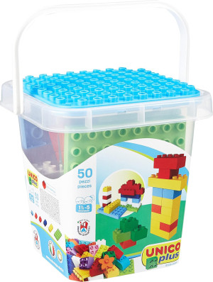 androni giocattoli 8508 Unicoplus Secchiello 50 Pezzi Costruzioni Per Bambini Da 18+ Mesi - 8508
