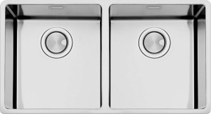 apell Fem3434ubc Lavello Cucina 2 Vasche Sottotop Larghezza 80 Cm Materiale Acciaio Inox Finitura Spazzolata - Fem3434ubc Serie Ferrara Plus