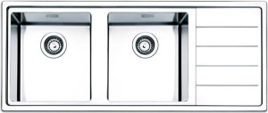 apell Lnp1162irbc Lavello Cucina 2 Vasche Incasso Con Gocciolatoio Dx Larghezza 116 Cm Materiale Acciaio Inox Finitura Spazzolata - Lnp1162irbc Serie