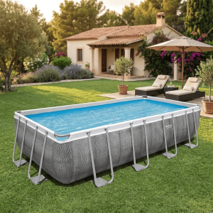 bestway 56996 Piscina Fuori Terra Con Telaio Portante Piscina Esterna Da Giardino Rettangolare 488x244x122h Cm Con Pompa Filtrante Da 3.028 L/h -