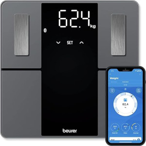 beurer Bf 500 Bilancia Pesapersone Digitale Elettronica Portata Massima 180 Kg Bilancia Diagnostica Colore Nero - Bf 500 Super Black Edition