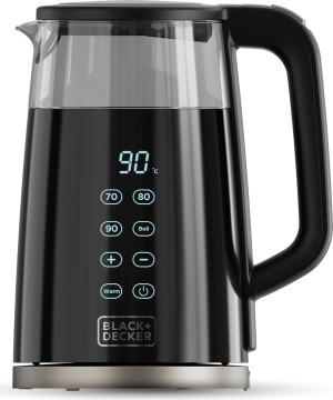Black & Decker Bxke2206e Bollitore Elettrico Potenza 2200 Watt Capacità 1,7 Litri 7 Livelli Di Temperatura Vetro Con Isolamento A Doppia Parete Base