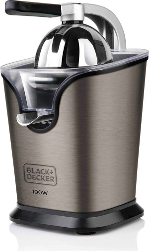 Black & Decker Bxcj100e Spremiagrumi Professionale Con Leva Elettrico Con Beccuccio 2 Coni Intercambiabili 100 Watt Colore Acciaio - Bxcj100e