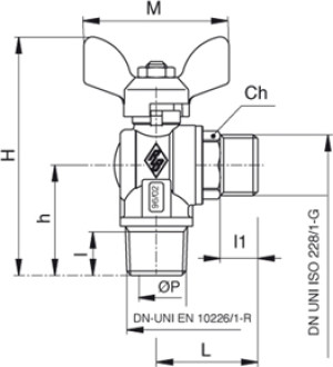 bonomi 9087 Valvola A Sfera Gas A Squadra 1/2” X 1/2” - 9087