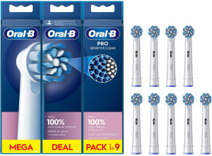 Braun Eb60 3+3+3 Set 9 Testine Di Ricambio Extra Morbide Colore Bianco Pro Sensitive Clean - Eb60 3+3+3