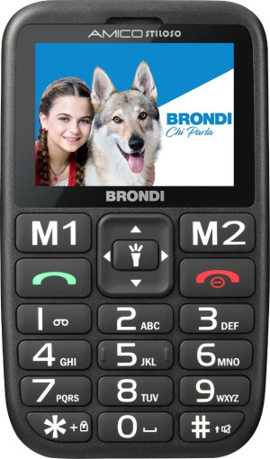 Brondi 10279060 Cellulare 2.4" Dual Sim Con Bluetooth Batteria 600 Mah Amico Stiloso Colore Nero - 10279060