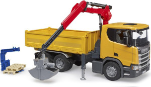 bruder 3551 Camion Da Cantiere Scania Super 560r Con Gru E 2 Pallet Veicolo Giocattolo Scala 1:16 Per Bambini Da 4+ Anni - 03551