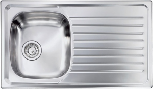 010443.D1.01.2016 Lavello Cucina 1 Vasca Con Gocciolatoio Sx In Acciaio Inox 86 X 50 Cm - 010443.D1.01.2016