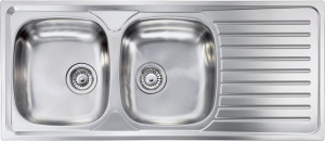 010447.D1.01.2016 Lavello Cucina 2 Vasche Con Gocciolatoio Sx In Acciaio Inox 116 X 50 Cm - 010447.D1.01.2016