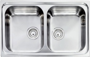 011442.X1.01.2016 Lavello Cucina 2 Vasche In Acciaio Inox 79 X 50 Cm - 011442.X1.01.2016