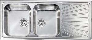 011497.S1.01.2016 Lavello Cucina 2 Vasche Con Gocciolatoio Dx In Acciaio Inox Antigraffio 116 X 50 Cm - 011497.S1.01.2016