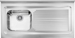 031136.S1.01.2009 Lavello Cucina Da Appoggio 1 Vasca Con Gocciolatoio Dx In Acciaio Inox 120 X 60 Cm - 031136.S1.01.2009