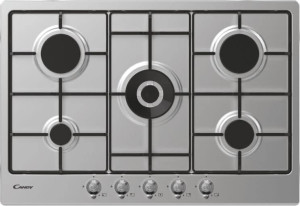 Candy Chw74wtx Chw74wtx Piano Cottura 5 Fuochi A Gas 75 Cm (1 Bruciatore Doppia Corona) Colore Inox