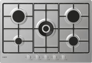 Candy Chw74wx Chw74wx Serie Timeless Piano Cottura 5 Fuochi A Gas 75 Cm (1 Bruciatore Doppia Corona) Colore Inox