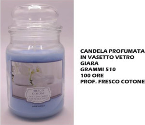 cereria muto italo Cn029958 Candela Profumata In Vetro Gr.510 100 Ore Fresco Cotone - Cn029958