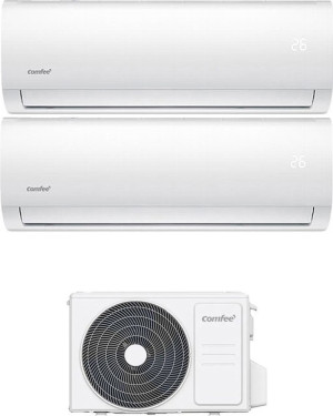 comfee Cw09aiu + Cw09aiu + 2f18k Climatizzatore Dual Split Inverter 9000 + 9000 Btu Condizionatore Con Pompa Di Calore Classe A+/a Gas R32 (Unità