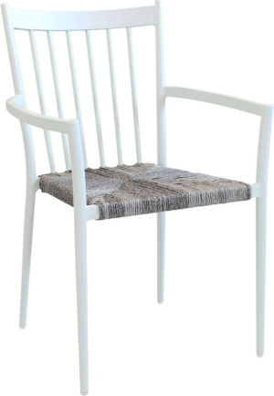 vivagarden At804155-Bian Sedia Per Esterni Impilabile In Wicker/textilene Dimensioni 55x57x86 Cm Colore Bianco/grigio - Martinica