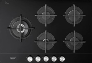 DeLonghi Nsl 575d Ncm Piano Cottura 5 Fuochi A Gas Da Incasso 75 Cm Griglie In Ghisa Piano In Vetroceramica Colore Nero - Nsl 575d Ncm Linea Life