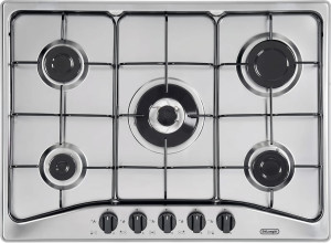 DeLonghi Yaf57asv Yaf 57 Asv Piano Cottura 5 Fuochi A Gas 70 Cm (1 Bruciatore Tripla Corona) Colore Inox